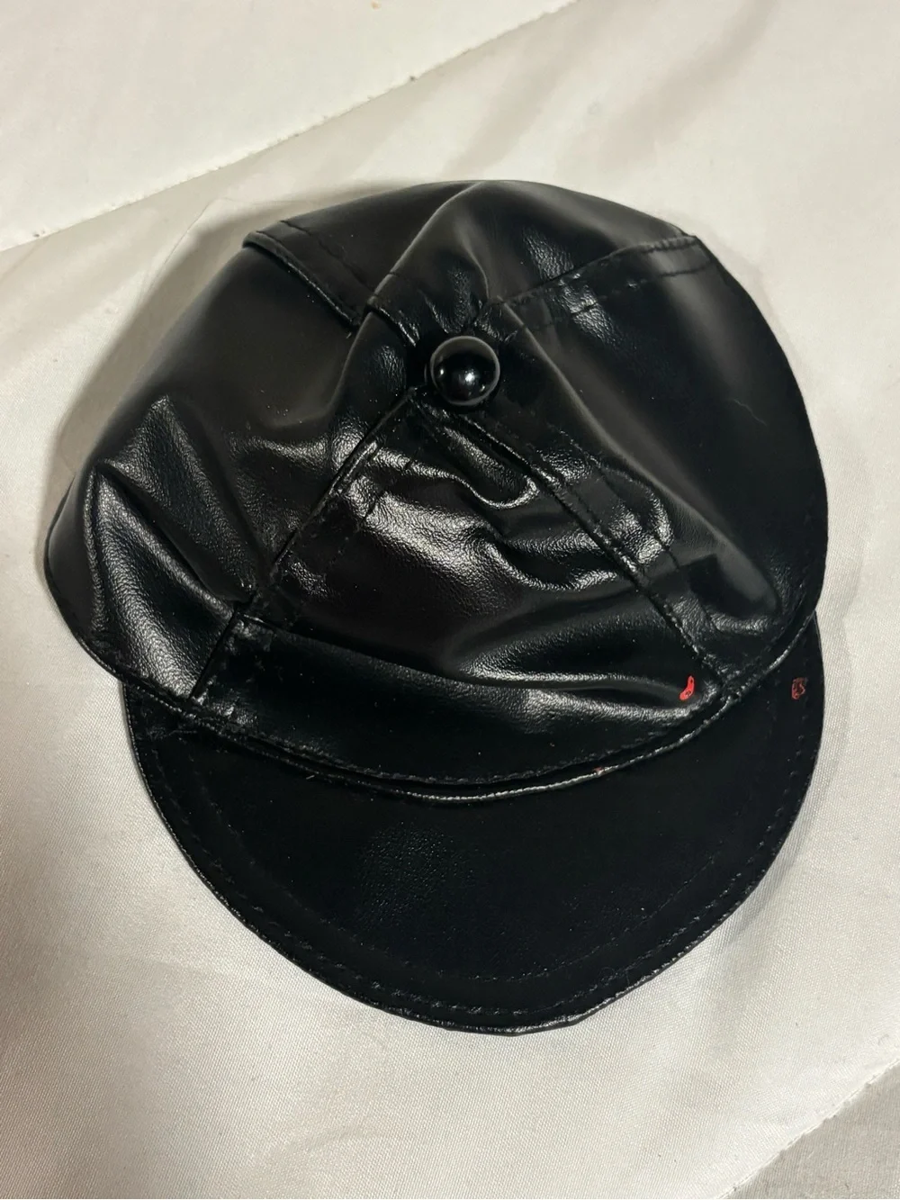 18” doll Black Faux Leather Newsboy Cap